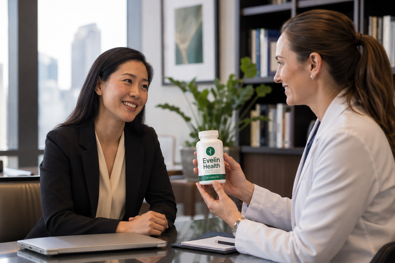 Clinic team reviewing Evelin Health supplements